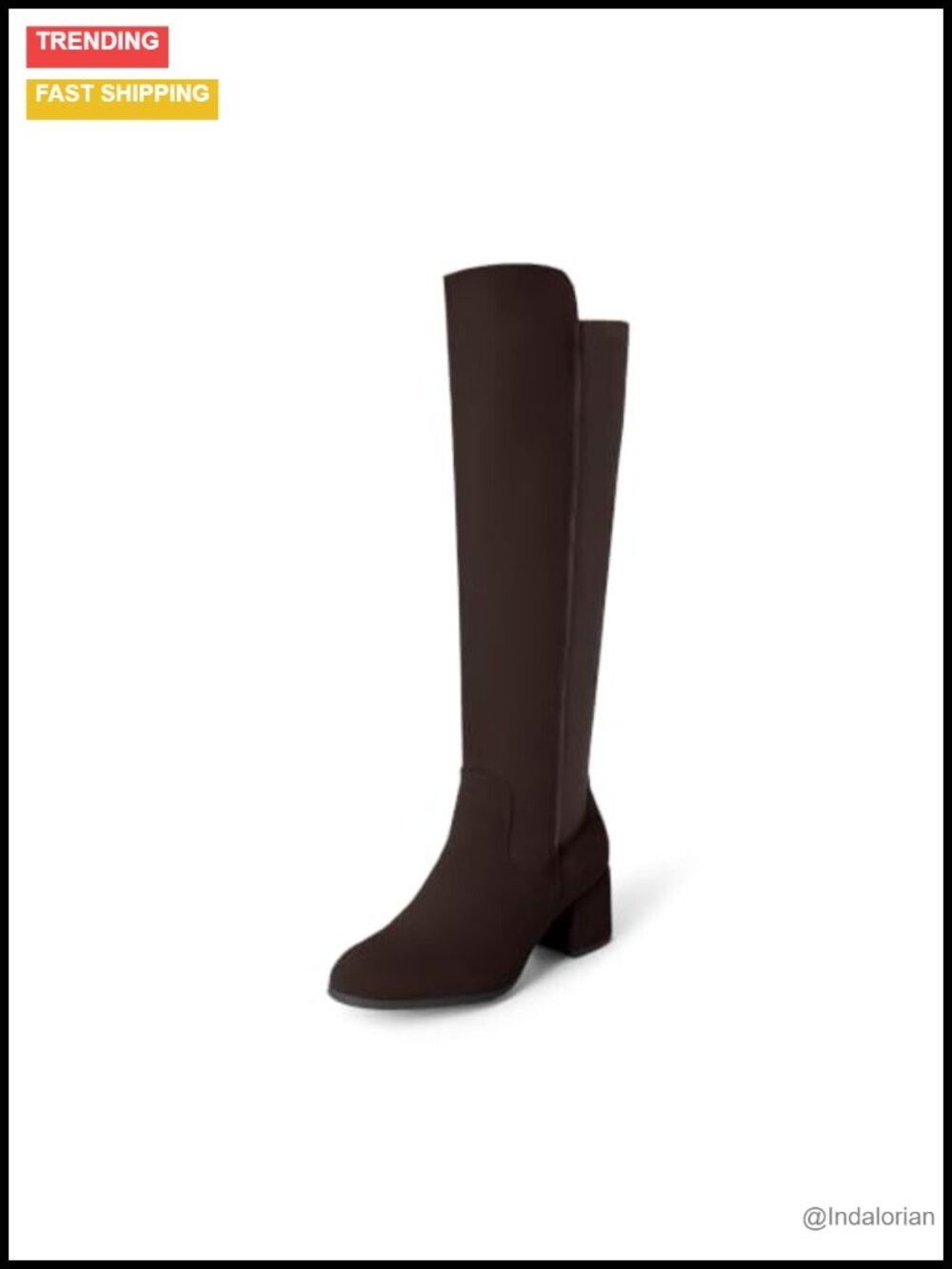 Women's Knee High Stretchy Fashion Boots with Side Zip & Block Heel